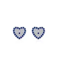 Elegante S925 zilveren hart oorknopjes met blauwe en witte zirkoon steentjes - Hart Stijl (RHE1968)