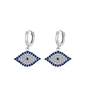 S925 sterling zilveren boze oog oorbellen met blauwe en witte kristallen in zilver - Ruitvormig Oog Clicker Stijl (RHE1970)