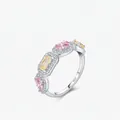 Bague en argent sterling S925 sertie de zircons colorés aux tons acidulés chic - Taille US 5 / Argent sterling 925