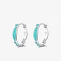 Elegantes pendientes de aro de plata S925 con esmalte verde menta y bordes texturizados - Estilo de Plata de Ley S925 / Plata 925