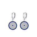 S925 sterling zilveren evil eye oorbellen met blauwe en witte zirkoon in vintage stijl - Rond Oog Hanger Stijl (RHE1971)