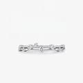 Minimalist S925 sterling silver double-layered line ring with pavé set zirconia accents - US Size 5 / Silver