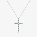 Vintage S925 Sterling Silber Kreuz Anhänger Halskette mit Marquise Schliff Zirkonia - 925er Silber / Silber