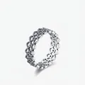 Vintage S925 Sterlingsilber Ring mit filigranen Spitzenmustern und Perlenverzierung - US Größe 5 / Antik Silber