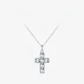 Collar de plata S925 con colgante de cruz de cristales en talla esmeralda brillante - Plata de ley 925