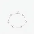 Eleganteres S925 Sterlingsilber Armband mit sieben glänzenden Perlen an einer Kette - 925er Silber / Silber