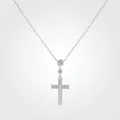 Elegante collar de cruz en plata de ley S925 para mujer con pavé de circonitas cúbicas - Plata 925 / Plateado