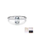 Anillo elegante de plata 925 con moissanita corte esmeralda y certificado de la GRA - Talla US 5 / Plateado