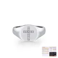 Sterling silver signet ring with Moissanite cross inlay and GRA certificate - US Size 5 / 925 Sterling Silver