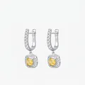 S925 sterling silver hoop earrings featuring square yellow gems and white pavé diamonds - 925 Silver / Silver