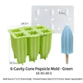 Green 6-cavity silicone popsicle mold for making homemade ice cream and fruit pops - Six-point Cone Popsicle - Green Sx-xg-80-5