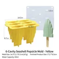 Moule à glace en silicone jaune à 6 cavités en forme de coquille avec dimensions - Sucette Glacée À Six Coques - Jaune Sx-xg-77-4