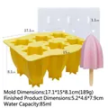 Moule à glace en silicone jaune à 6 cavités en forme de carambole avec dimensions - Paquet De Six Sucettes Glacées Au Carambole - Jaune Xg-79-4