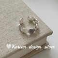 S925 sterling silver adjustable ring with unique oval graffiti texture in Korean design - Adjustable Open / 925 Sterling Silver