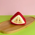 Cute apple slice plush coin purse in red and cream with zipper closure for storage - Apple Triangle Coin Purse / Approximately 815cm