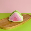 Cute watermelon plush coin purse in vibrant green and pink with secure metal zipper - Guava Triangle Coin Purse / Approximately 815cm