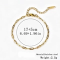 Detail view of 18K gold plated paperclip chain bracelet with dimensions and weight info - 扁丝十字链 / 2.5mm / Gold