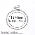 Bracciale in acciaio inossidabile argento con maglie a bambù e catena regolabile 17+5cm - Catena a Perle Quadrate / 2.5mm / Color Acciaio