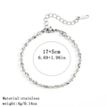 Bracciale da donna in acciaio inossidabile placcato oro 18K, lunghezza 17+5cm regolabile - Catena Satellite / 3mm / Color Acciaio