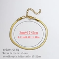 Golden 3mm stainless steel snake chain bracelet with 18K gold plating and adjustable clasp - Herringbone Chain / 3.0mm / Gold