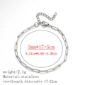 Polished silver stainless steel paperclip chain bracelet with adjustable 3mm links - 扁丝链 / 3.0mm / Steel