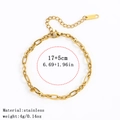 18K gold plated stainless steel Figaro chain bracelet with 17+5cm adjustable length - 3:1十字链 / 4.0mm / Gold