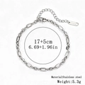Silver stainless steel chain bracelet with oval links and adjustable clasp, 17+5cm - 3:1十字链 / 4.0mm / Steel