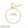 18K gold plated stainless steel cable chain bracelet with 5cm adjustable extender - 3:1十字嘴唇链 / 3.0mm / Gold