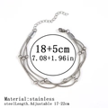 Three-layer silver stainless steel snake chain bracelet with smooth beads and lobster clasp - 三层圆蛇包珠 / 1.2mm / Steel