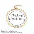 18K gold plated stainless steel bracelet featuring an elegant hollow heart link design - Heart Tag / 5.0mm / Gold
