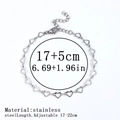 Elegant 18K gold plated heart link stainless steel bracelet with adjustable clasp - Heart Tag / 5.0mm / Steel