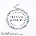 Silver stainless steel evil eye bracelet with blue beads, length 17-22cm adjustable - 恶魔之眼链 / 6.0mm / Steel