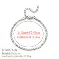 Silver stainless steel box chain bracelet with 2.5mm width and lobster clasp detail - Flat Pearl Chain / 3.0mm / Steel