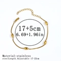 18K gold-plated stainless steel chain bracelet with oval beads, 17cm plus 5cm extender - 侧身夹米珠链 / 4.0mm / Gold