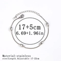 18K gold plated stainless steel thin chain bracelet with five smooth oval beads - 侧身夹米珠链 / 4.0mm / Steel