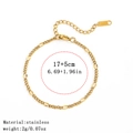 Golden Figaro chain bracelet in 18K gold plated stainless steel with lobster clasp - 侧身嘴唇链 / 3.0mm / Gold