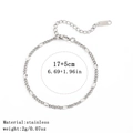 Silver stainless steel chain bracelet with lobster clasp and adjustable 17+5cm length - 侧身嘴唇链 / 3.0mm / Steel