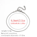 Adjustable 0.9mm stainless steel chain bracelet in silver finish with lobster clasp - Hammered Round Chain / 0.9mm / Steel