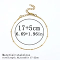 Minimalist 18K gold plated stainless steel bead chain bracelet with 5cm extension - 锤圆夹珠链 / 0.9mm / Gold
