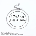 Silver stainless steel bead chain bracelet with adjustable 17+5cm extender and lobster clasp - 锤圆夹珠链 / 0.9mm / Steel
