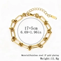 Women's 18K gold plated stainless steel chunky oval link chain bracelet with lobster clasp - 打结链+尾链 / 7.0mm / Gold