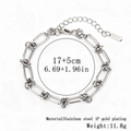 Silver stainless steel chain bracelet with knot charms and adjustable 17+5cm link - 打结链+尾链 / 7.0mm / Steel
