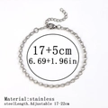 Silver stainless steel double-layer chain bracelet with adjustable 17+5cm extender - 灯泡链 / 3.5mm / Steel