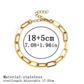 Adjustable 18k gold plated stainless steel paperclip chain bracelet with lobster clasp - Box Chain / 6.0mm / Gold