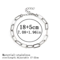 Silver stainless steel thick chain bracelet with adjustable 17-22cm length extension - Box Chain / 6.0mm / Steel