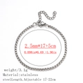 Silver stainless steel box chain bracelet for women with adjustable lobster clasp - Square Pearl Chain / 2.5mm / Steel