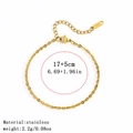 18K gold plated stainless steel slim chain bracelet with 17+5cm adjustable length - 加密十字链 / 2.5mm / Gold
