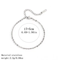 Silver stainless steel flat link chain bracelet with lobster clasp and adjustable 17+5cm length - 加密十字链 / 2.5mm / Steel