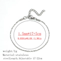 Silver 1.5mm stainless steel chain bracelet with 17cm length and 5cm extension - Starry Sky Chain / 1.5mm / Steel