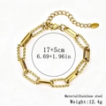 18K gold plated stainless steel bracelet with twisted rope links and lobster clasp - 批花方线链 / 8.0mm / Gold